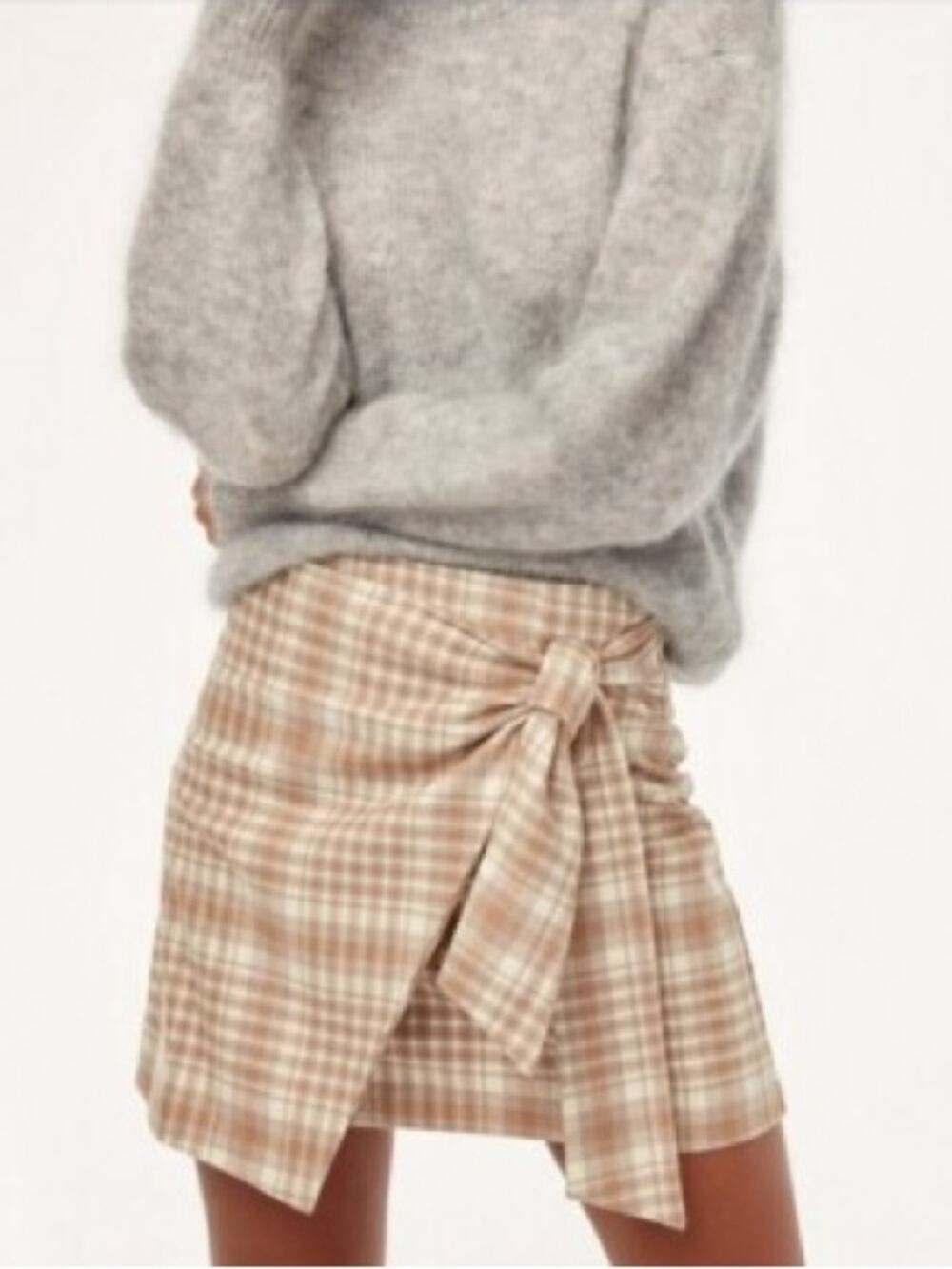 Wilfred Aritzia Dorine Plaid Faux Wrap Mini Skirt Wool Cashmere Blend Size 2